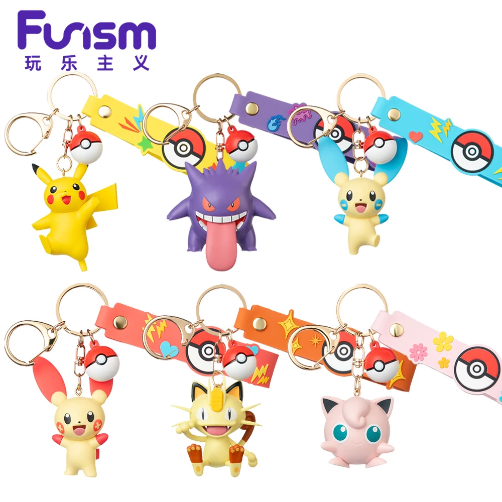 

FUNISM Peripheral Keychain Popular Pokemon Characters Designs Durable Vivid Style Daily Use Accessory Collection Gift for Fans