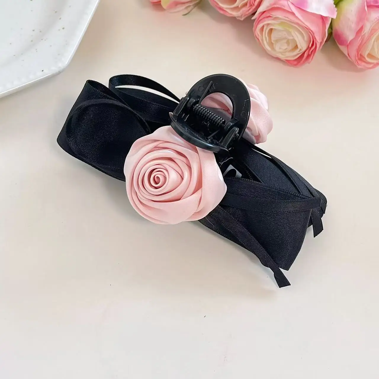 1 Stück elegante und süße Haarspange mit rosa Schleife für Mädchen, Haarspange zur Verwendung an der Seite, Haargummis, Haaraccessoires. – Detail 5