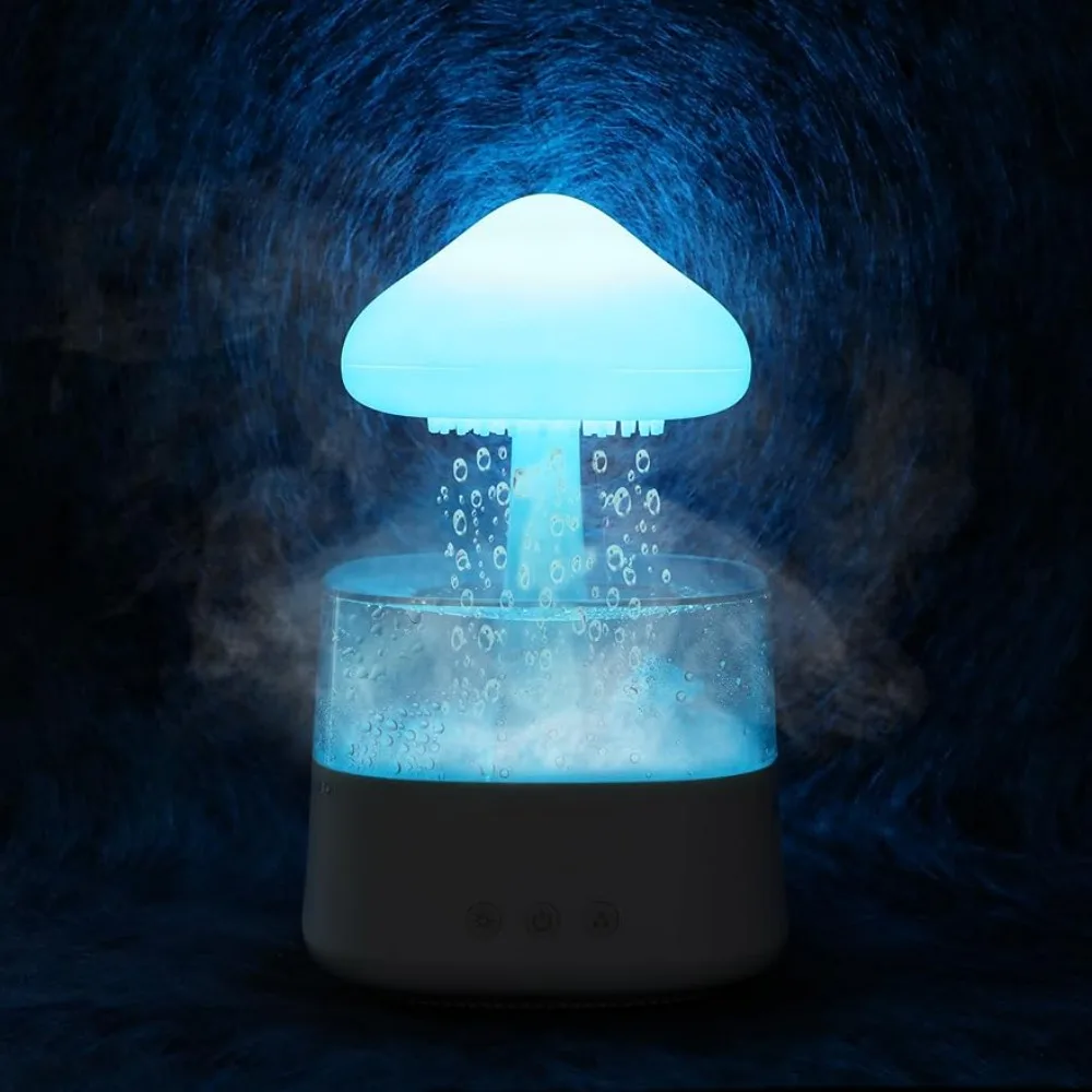 Humidifier Water Drip with Adjustable LED Lights White Noise Humidification Desk Fountain Bedside Sleeping Relaxing Mood