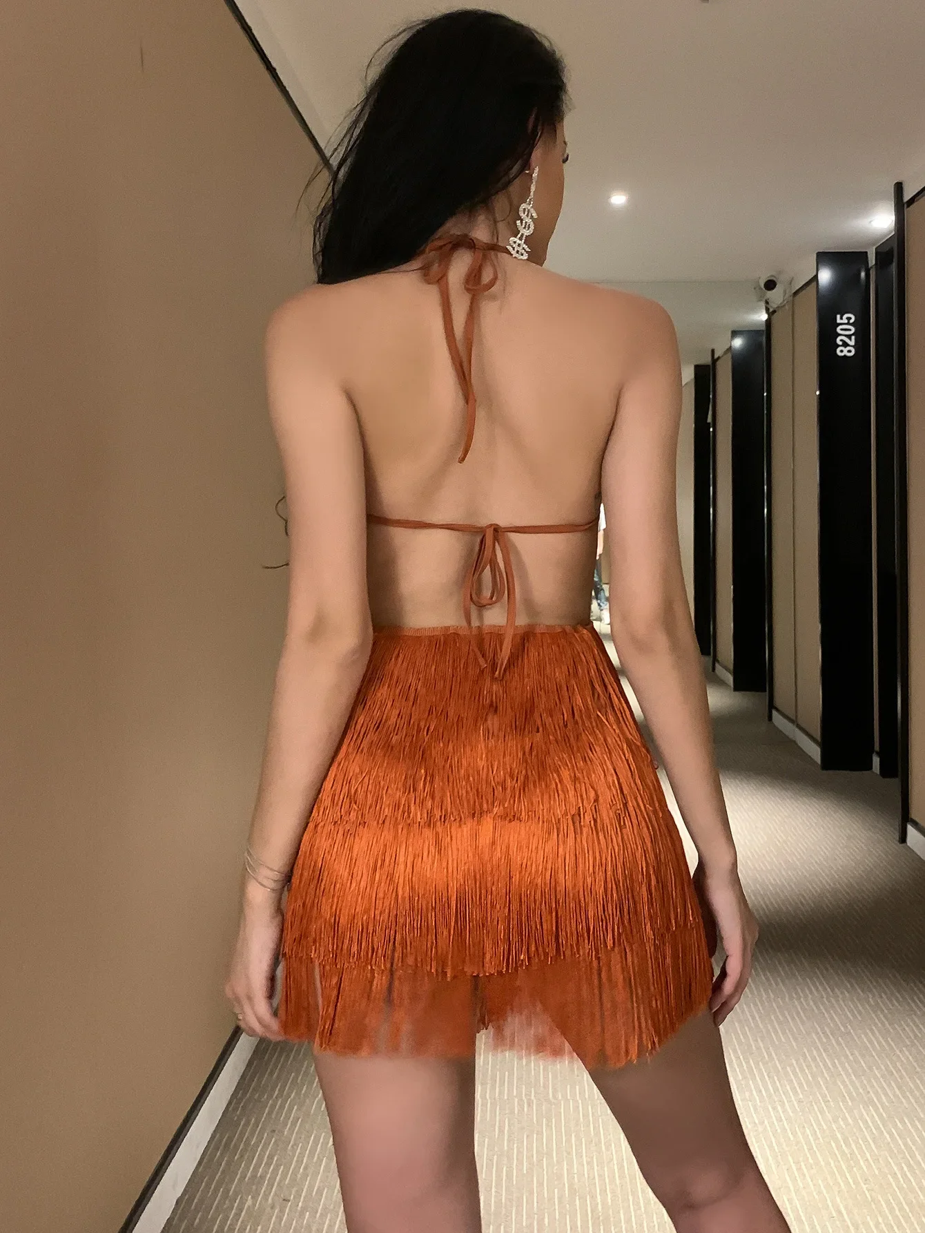 2025 Summer New Sexy Fringe Skirt Solid Halter Women Dress Backless Lace Up Sexy Dress Tassel Party Club Spring White Dresses