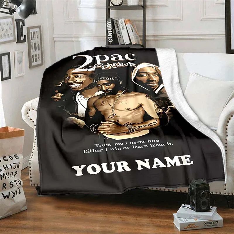 Personalized 2Pac Blanket Name Rap Legend Art Soft Fleece Throw Hip Hop Fan Gift Home Decor Music Theme