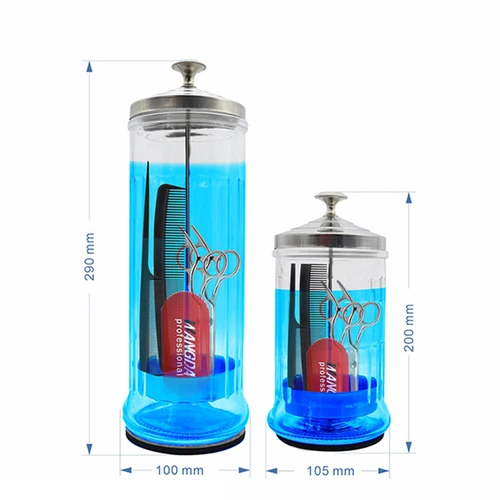 Imagen 2 del producto Tijeras de desinfección para barbería, tarro de peine, botella de esterilización de acero inoxidable, filtro de vidrio, herramientas de esterilización de barbero limpio