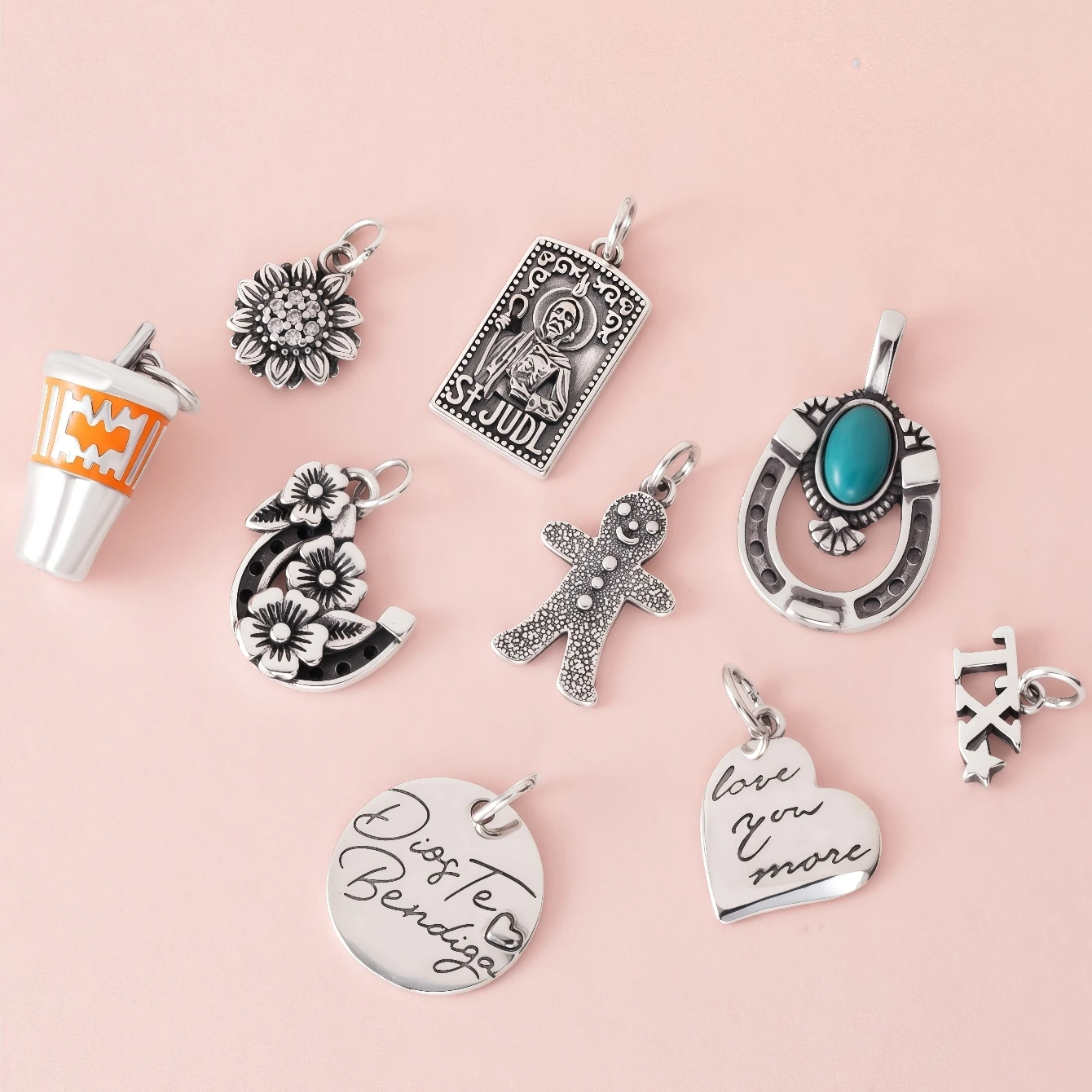 سلسلة المجوهرات الفضية S925 جيمس أفيري ريترو: عباد الشمس، سانت جود، حدوة الحصان، وغيرها من الأساور/القلائد التي تصنعها بنفسك