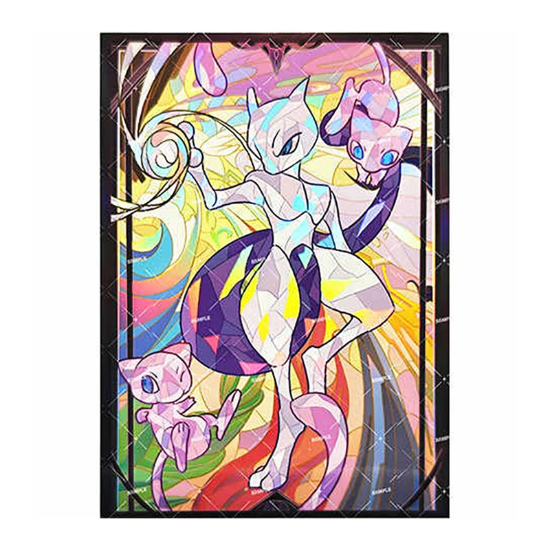 

60pcs/set Mewtwo Mew 6.0 Flash Card Sleeve PTCG Anime Game Collection Card Protective Cover Gift Toy 66*91mm