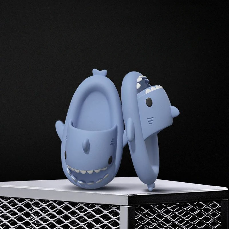 Summer Men Women Shark Slippers Anti-skid EVA Solid Color Couple Outdoor Cool Indoor Household Funny Shoes Shark Flip Flops