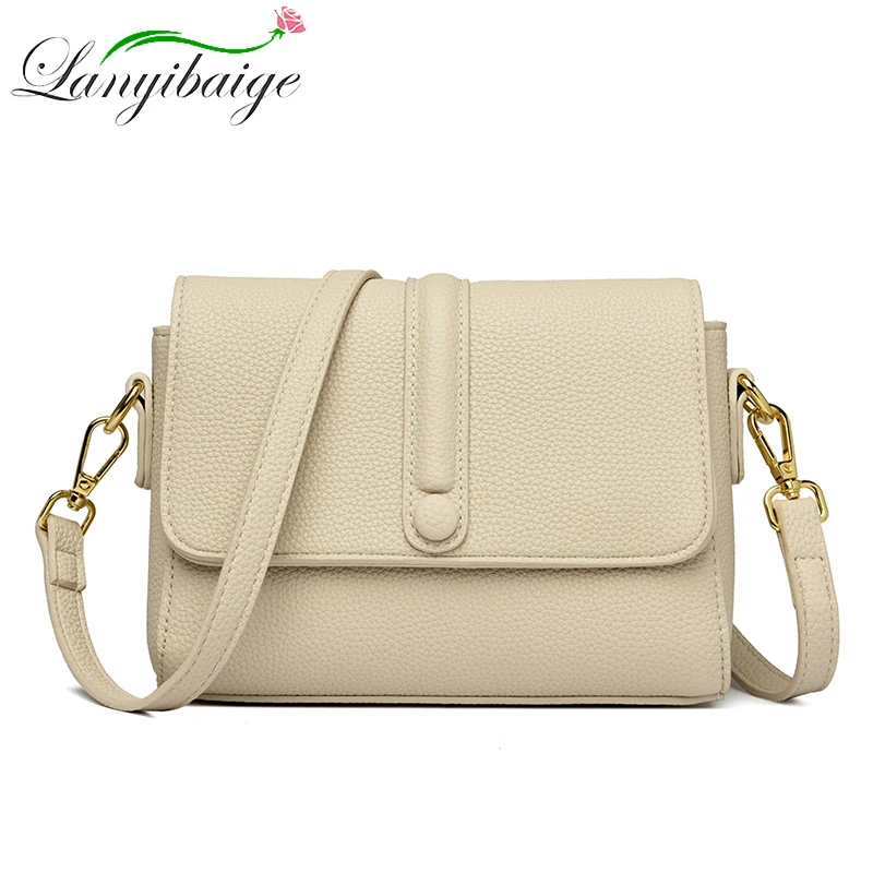 

High Quality Soft Leather Women Shoulder Bag Fashion Trend Female Messenger Bags Solid Color Simple Girl Tote Bolsas Sac A Main