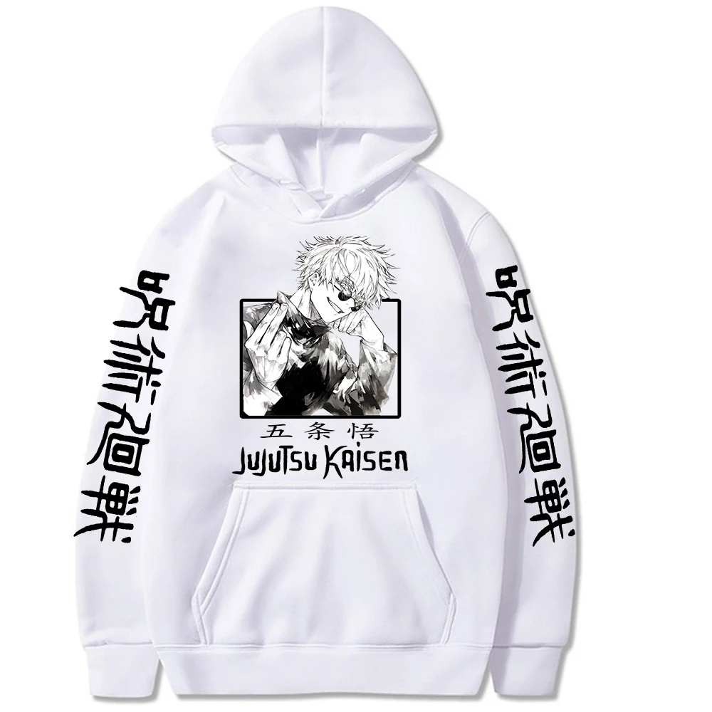 Jujutsu Kaisen-Sudadera con capucha para hombre, Jersey holgado de manga larga con estampado de Gojou Satoru, estilo Hip Hop y Anime, ropa Harajuku