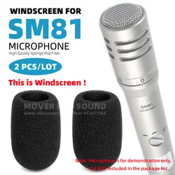 2PCS/LOT Compatible With Shure SM81 SM 81 LC Microphone Windscreen Pop Filter Windshield Sponge Foam Mic Windproof Mask Cover