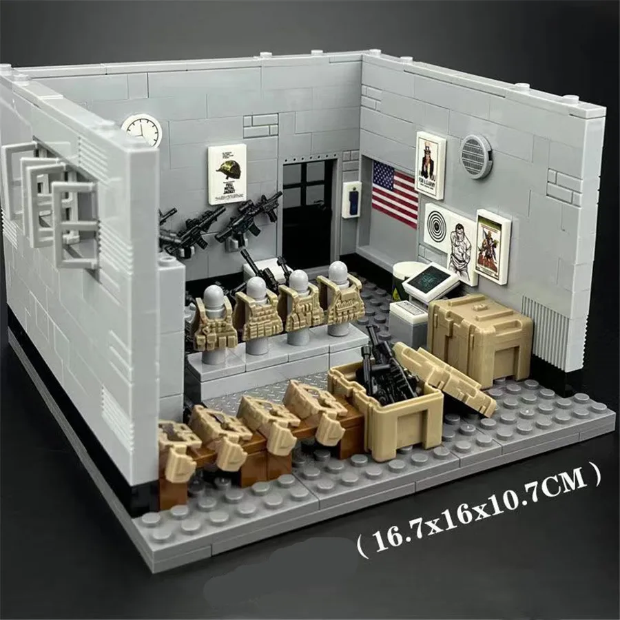 WW2 Military US Army Training Room Weapon Equipment Warehouse Model Building Blocks Bricks For Boys Children Gifts