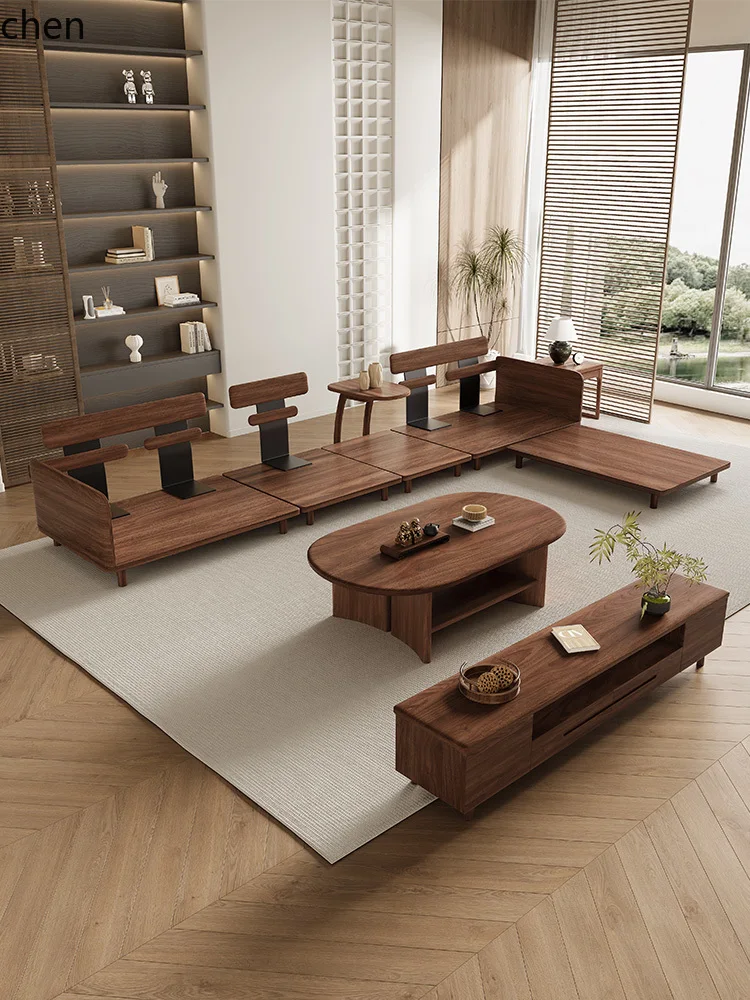 ZML Solid Wood Sofa Large Apartment Modern Simple Corner Fabric Sofa Living Room Furniture
