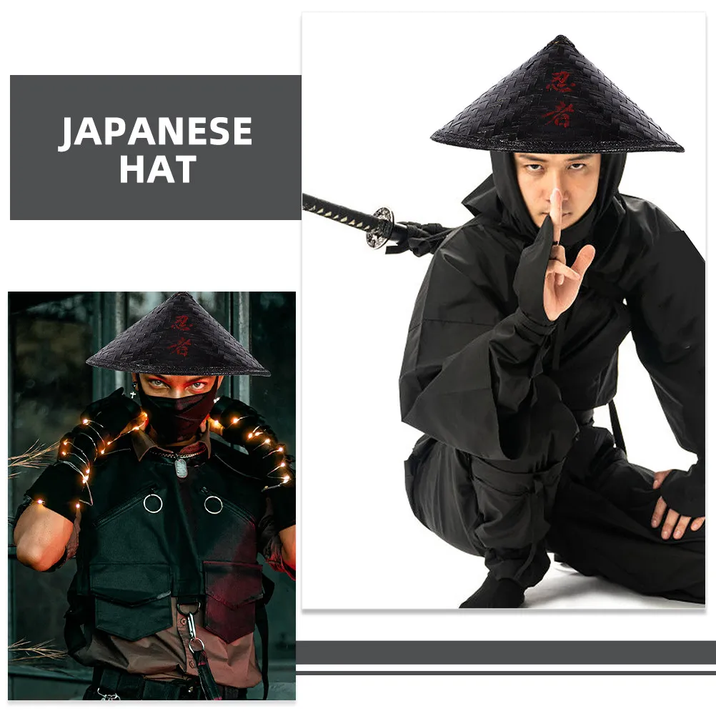 

2Pcs Adult Bamboo Cone Hat Unique Handwoven Japanese Style Sun Hat for Party Masquerade Stage Performance Asian Inspired