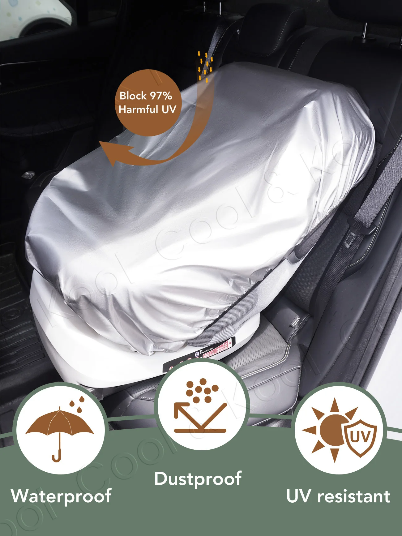 Universal Silver Baby Car Shade, Covers UV Rays & Reduces Heat for Safer, Cooler Rides