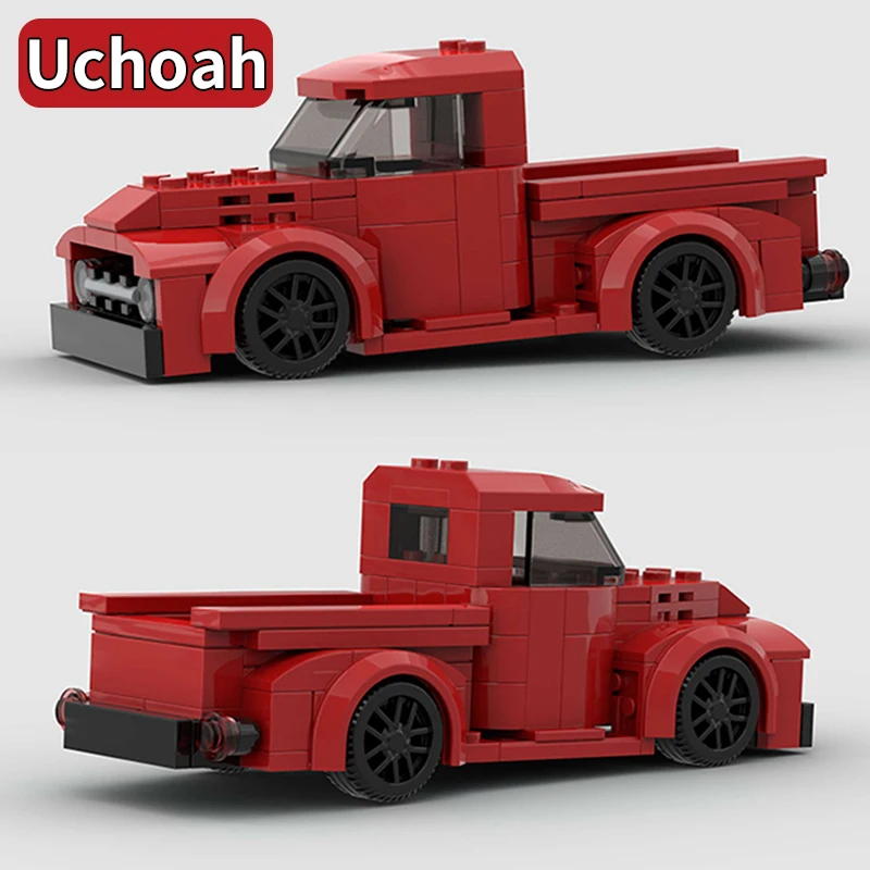 162pcs MOC Red Pick-up Truck Race Car Model Building Block Kit, New City Great Vehicles Set Idea per adulti da collezione Home Des