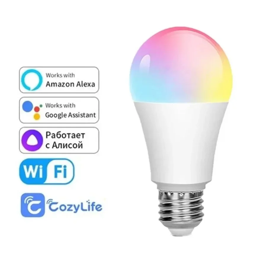 ZQQBYY Wifi Smart Led Light Bulb Tuya Lamp E27 AC 85V-265V A60 Voice Control Alexa Google For Room Home Decor RGB light bulb