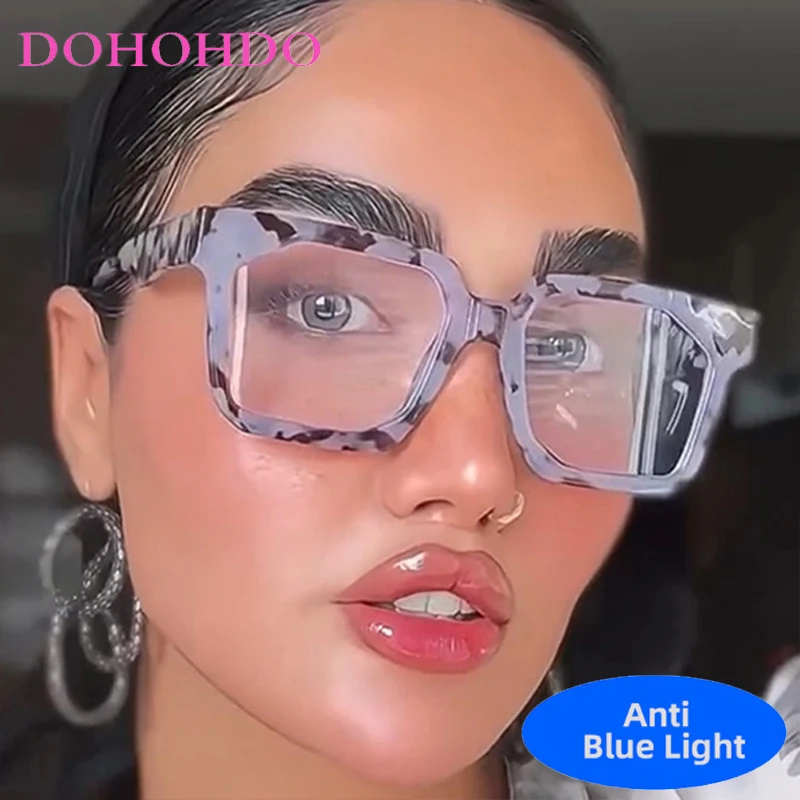 

Trendy Luxury Brand Designer Big Frame Square Eyeglasses Men Women Computer Anti Blue Light Glasses For Office Work Lentes Оч