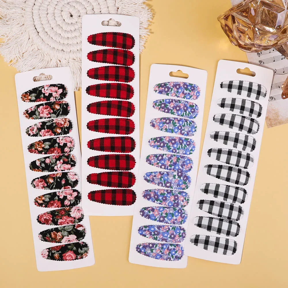 10Pcs/Lot Print Flower Snap Hair Clips For Women Girls Sweet BB Hairpins Barrettes Headwear Kids Accessories For Hair Wholesale