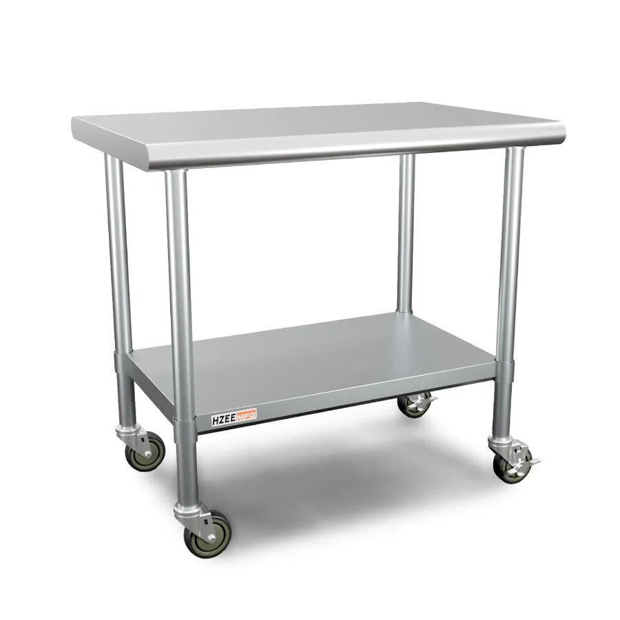 Stainless Steel Table for Prep and Work 24x36 with Casters 3ft Commercial Heavy Duty Table with Wheels for Restaurant Home Hote