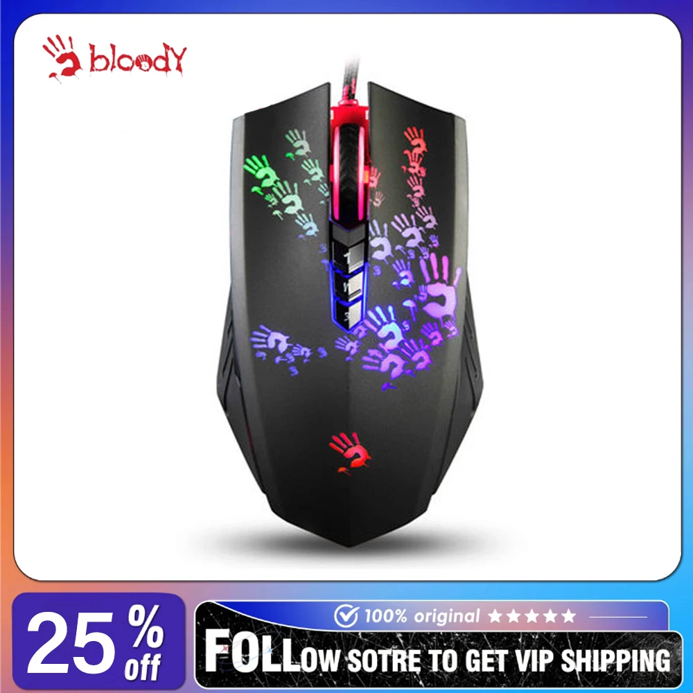 A4Tech Bloody A60 Wired Optical Mouse PMW3327 6200DPI 8 Programmable Keys RGB Low Latency Customized E-sports Gamer Mouse