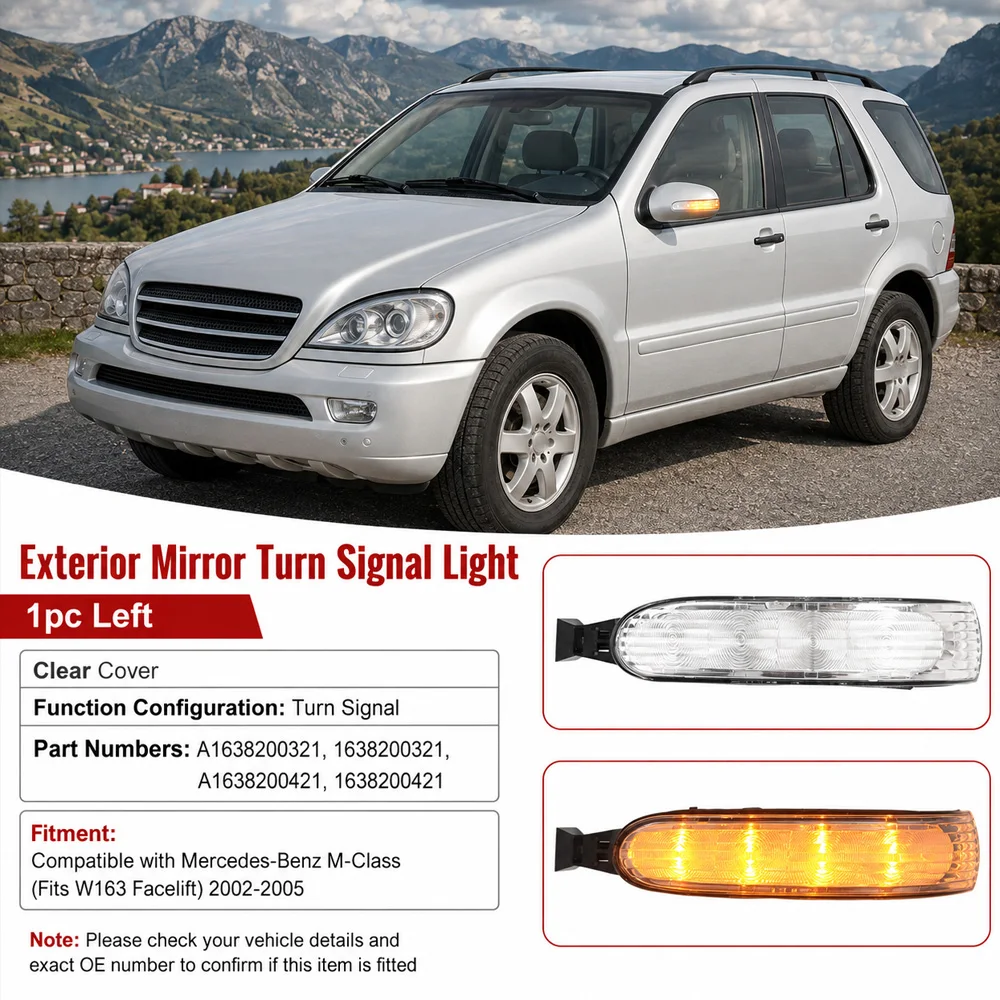 For Mercedes-Benz M Class W163 Facelift 2002-2005 Exterior Mirror Turn Signal Lamp A1638200321 1638200321 A1638200421 1638200421