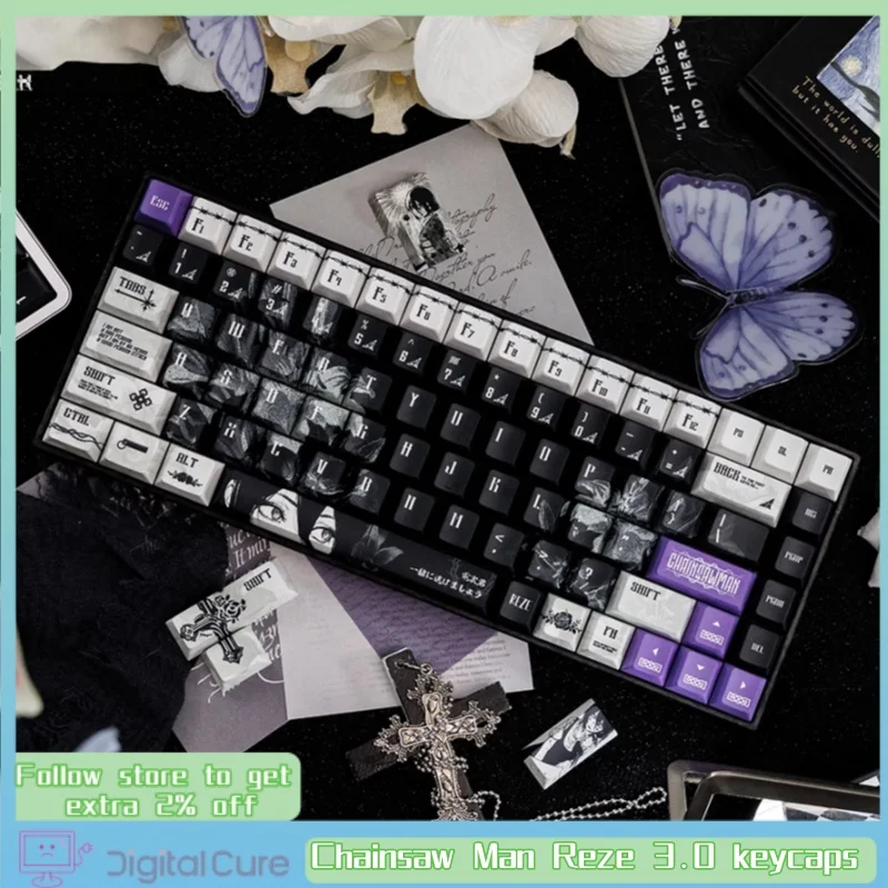

Reze 3.0 keycaps Chainsaw Man anime themed keycaps cherry five sided thermal sublimation mechanical keyboard keycaps wooting