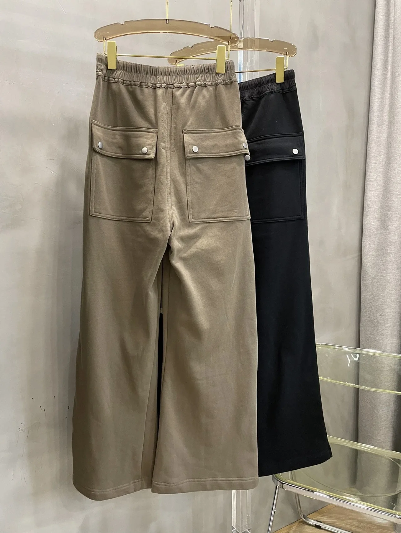High Street RO Style Cotton Pants Men's Loose and Casual Versatile Wide Leg Mop Drawstring Sweatpants Women Clothing