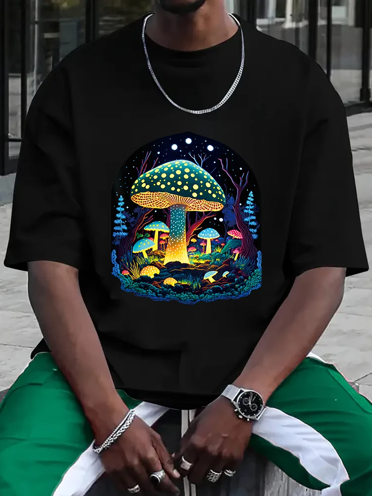 Mushroom Whisperer Colorful Fungi Design T-Shirt Men's T-shirt Short Sleeve Tees Loose T-shirt Man Tops New