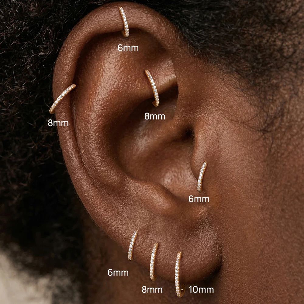 CANNER 1PC 14K Solid Gold 5/6/8/10mm Classic Smooth Piercing Hoop Earring For Women Hypoallergenic Earring Jewelry Party Gift - view 3