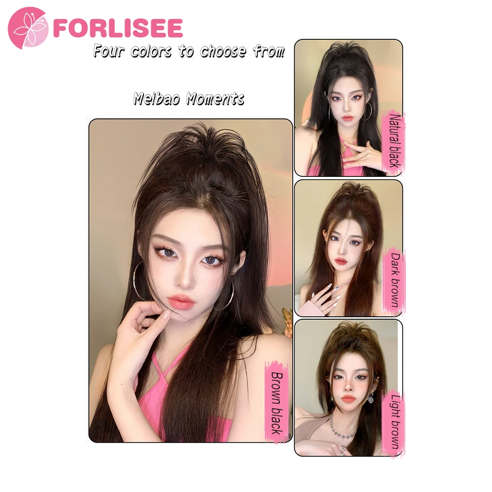 FORLISEE Synthetic Short Straight Wig Hair Extension Claw Shaped Ponytail Extension