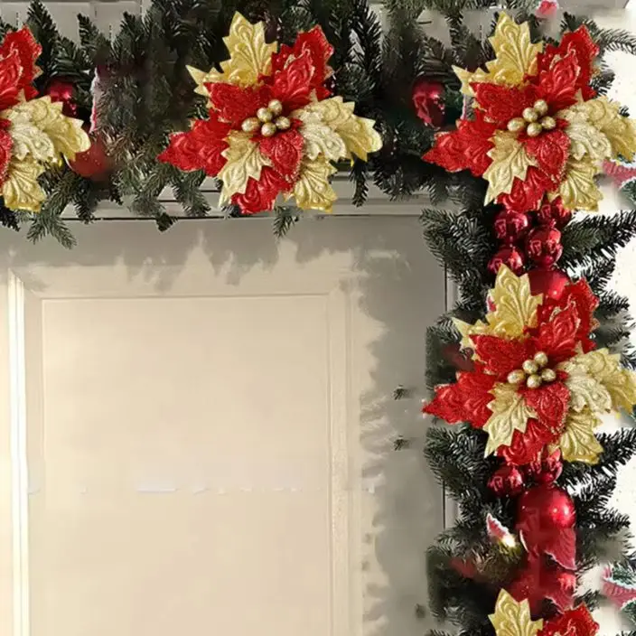 2 قطعة 30 سنتيمتر DIY بها بنفسك عيد الميلاد ورود للزينة تألق يدويا الحلي شجرة عيد الميلاد النسيج الترتر الحلي