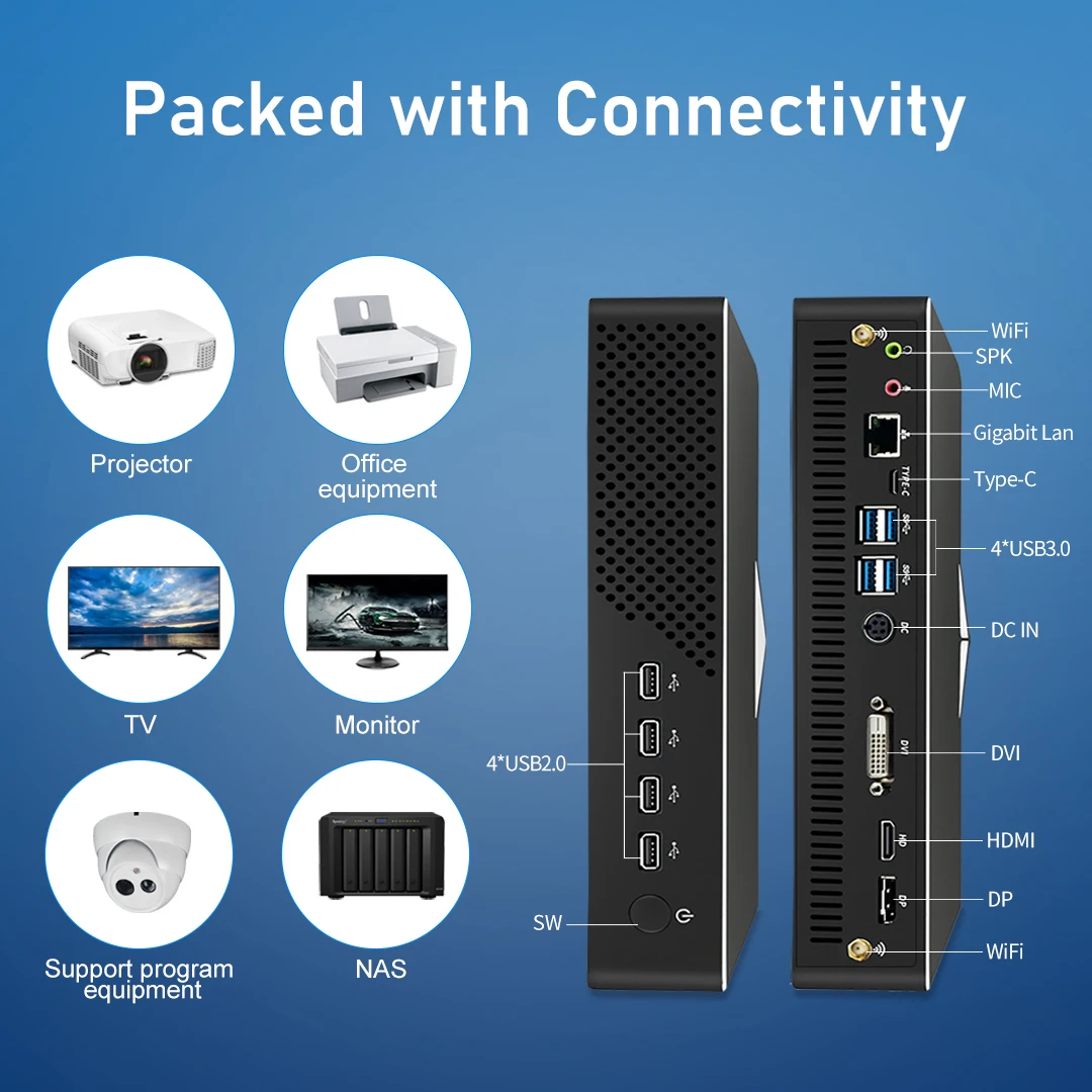 MSECORE คอมพิวเตอร์ขนาดเล็ก Windows 10 Intel Core I5-4430พร้อม GT1030 2GB คอมพิวเตอร์ขนาดเล็ก DDR3L คีย์บอร์ดเกม Linux Wifi Mini