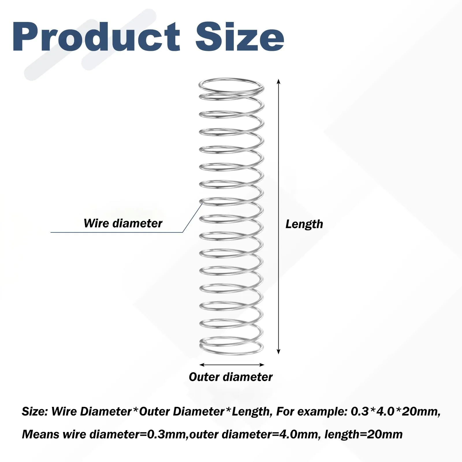 Wire Dia 0.3mm 0.4mm 304 Stainless Steel Micro Small Compression Spring OD 1.6/2.0/2.5/3.0/3.5/4.0/5.0/6.0/7.0/8.0mm L:5-50mm