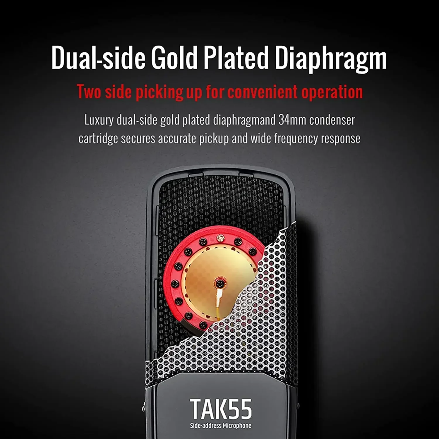 In stock New For TAK55 Large Diaphragm Condenser Microphone Cardioid Wired Desktop Microphone for Vocal Recording Streaming