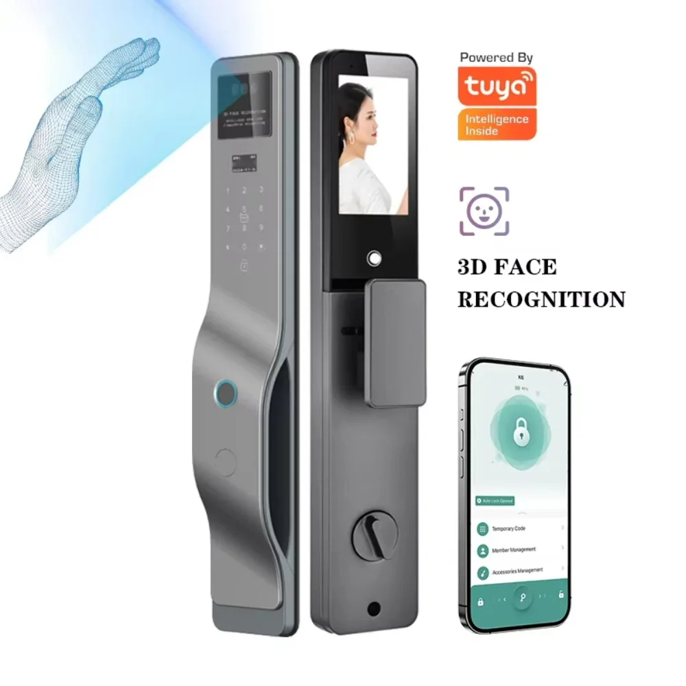 

Palmprint Tuya Wifi Face Id Smart Lock Card Automatic Biometric Fingerprint Smart Door Lock with Camera