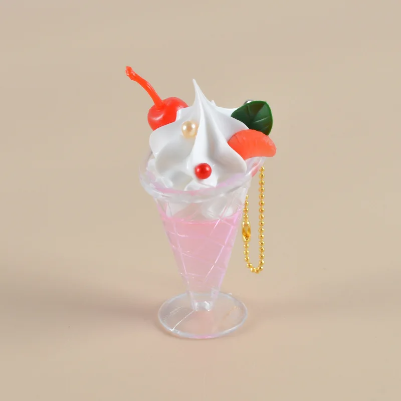 cocktail keychain Fruit Shake Keychain Ice Cream Cocktail Food Model Keychain Car Phone Bag Pendant Gift Ornaments Llaveros