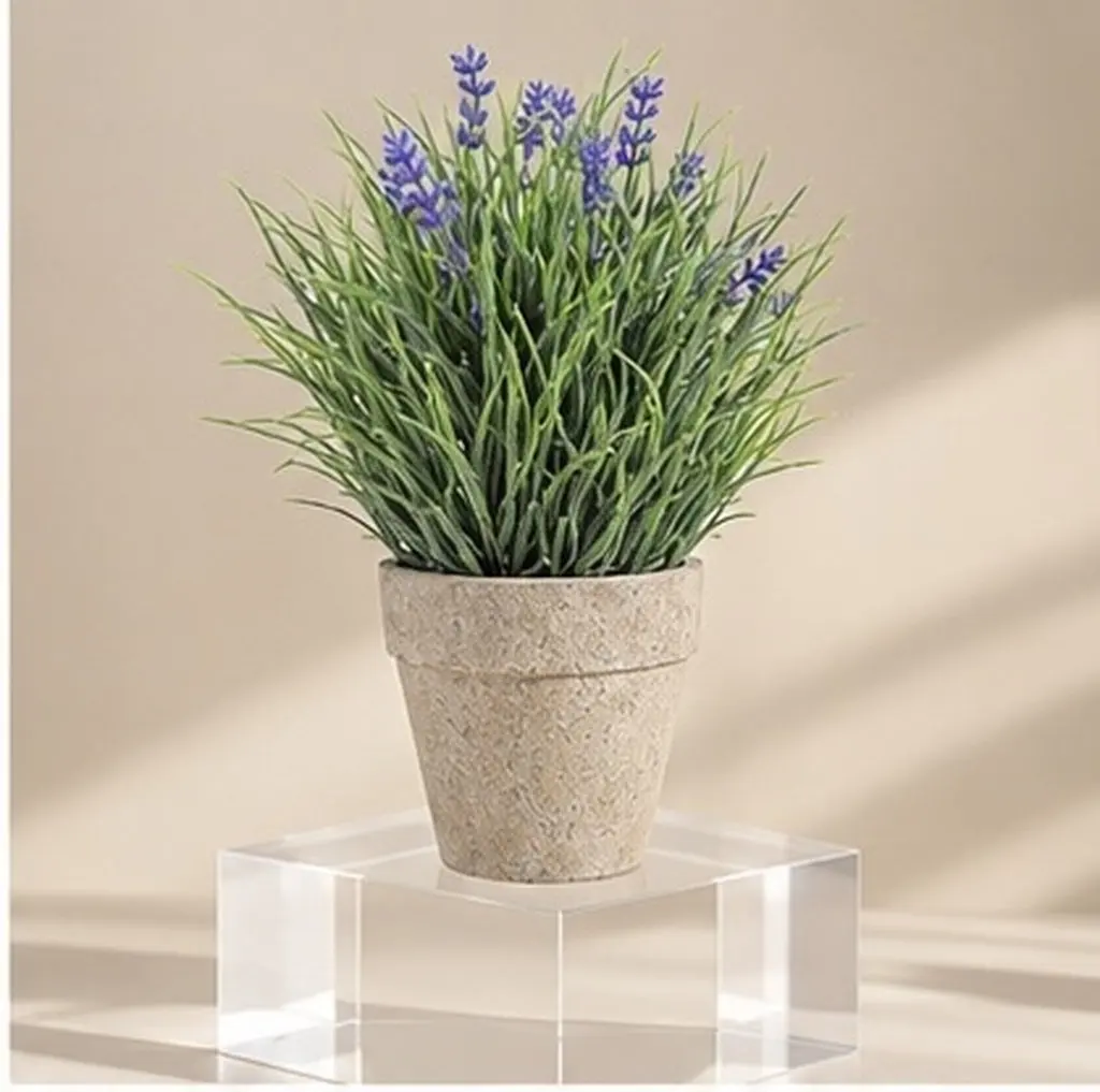 Highly Detailed Artificial Lavender Potted Plant Elegant Home Office Decor Natural Feel No Watering Needed Eye Relaxation