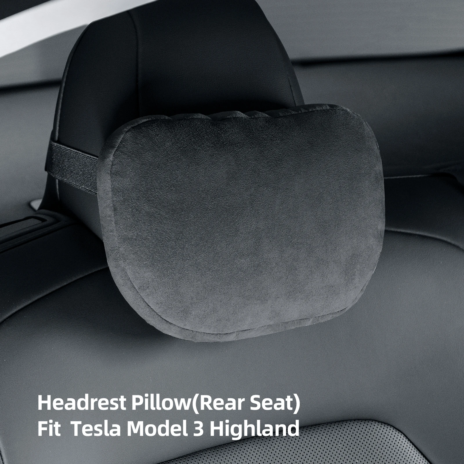 Alfanxi Headrest Pillow Neck Pillow  Alcantara Material Support Cushion for Rear Seat for Tesla Model 3 Tesla Highland