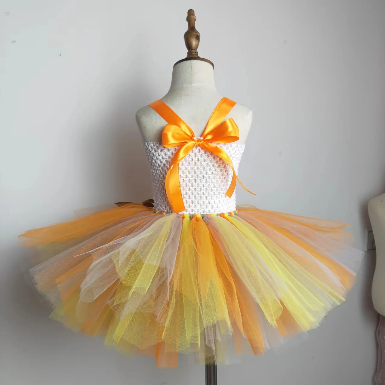 Orange Gold Sunflower Girl Tutu Dress for Kids Fall Autumn Halloween Costumes Girls Fairy Princess Dresses Children Birthday Out