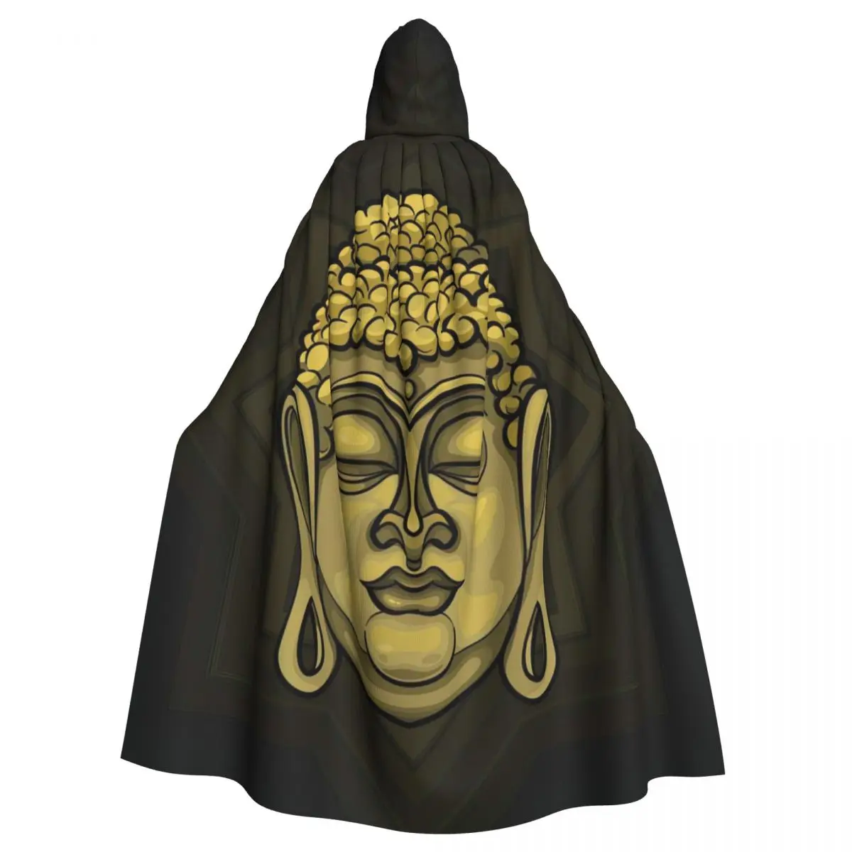 Golden Buddha Radiating Light Hooded Cloak Halloween Party Cosplay Woman Men Adult Long Witchcraft Robe Hood