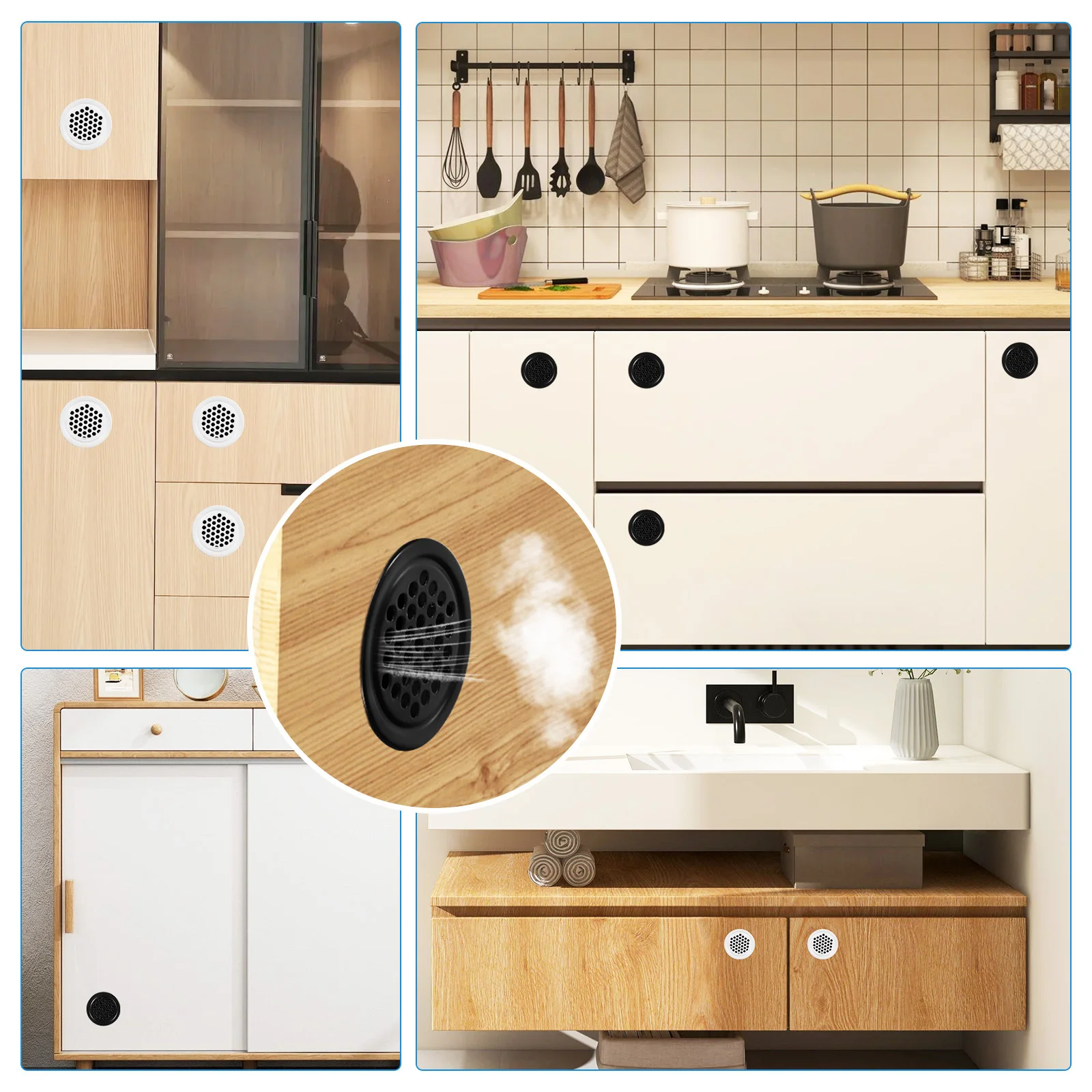 24 Uds. Cubiertas de malla de ventilación redonda de acero inoxidable para gabinete, muebles, rejillas de ventilación para techo, orificio de aire de Metal, malla de aire para armario