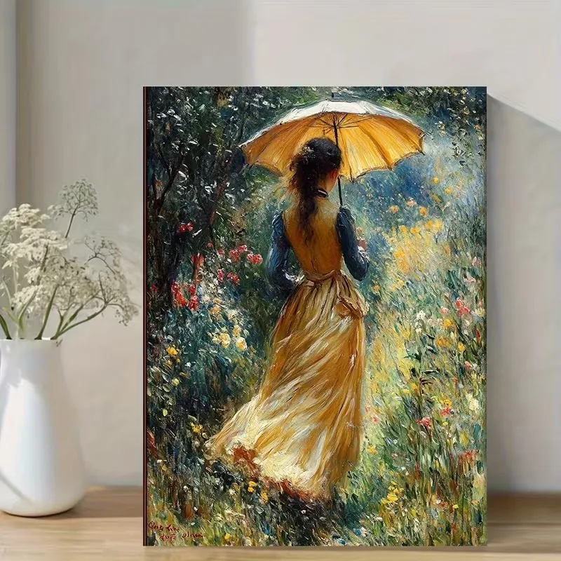 Lady with A Parasol in The Garden Poster and Prints Retro Canvas Painting Wall Art Picture for Living Room Home Decor Cuadros