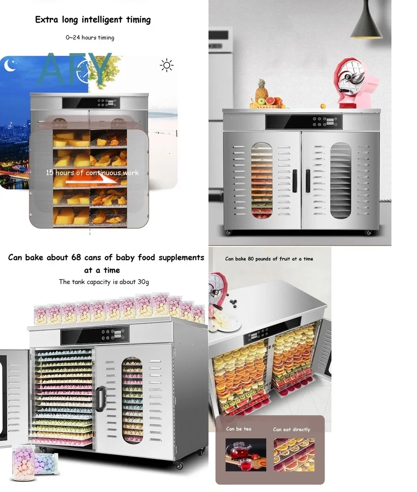 Deshidratador de Alimentos Grande para Frutas, Verduras, Hierbas, Carne y Embutidos, Máquina de Secado 220V, Electrodoméstico de Cocina para el Hogar, Preparador de Snacks Saludables