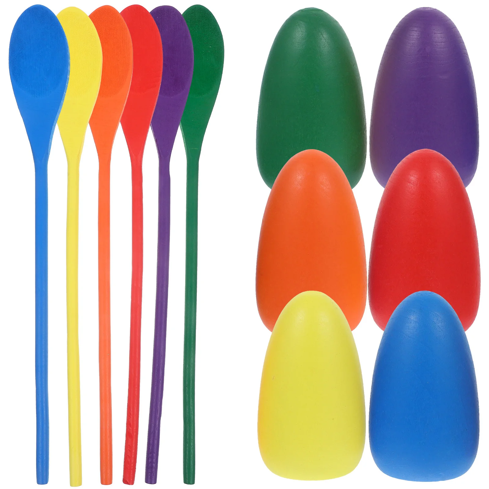 6Pcs Wooden Egg Spoon Race Balancing Training Game Set Fun Outdoor Playing Tool for Kids Adults Family Relay Race Game