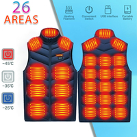 New 26 Area Heating Vest Men Women USB Heated Vest Smart Man Thermal Vest USB Charging Washed Outdoor Camping Equipment