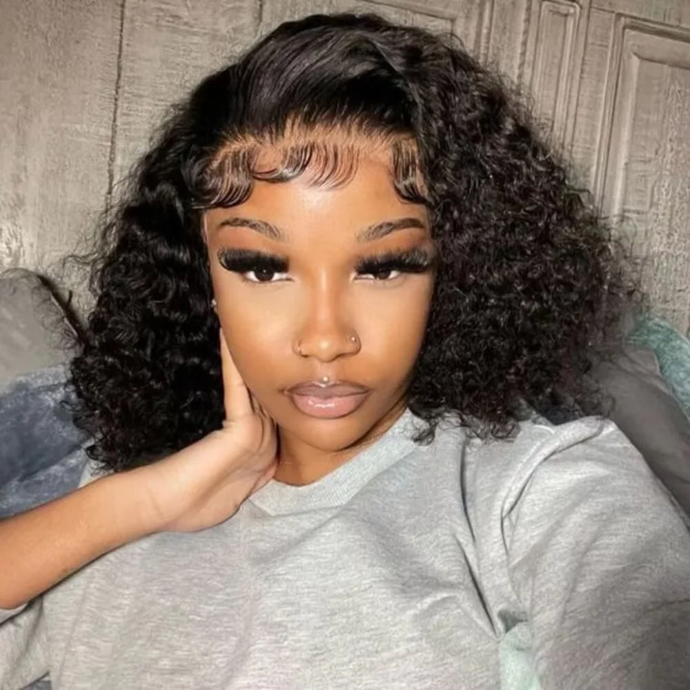 

100% Brazilian Human Hair Jerry Curly Wigs Transparent HD Lace 13x4 Lace Frontal Preplucked Hairline With Baby Hair Glueless Wig