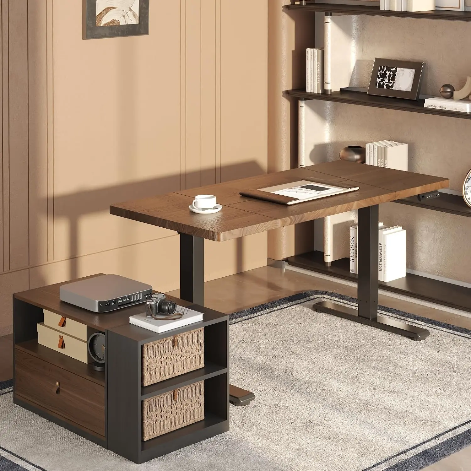 L Shaped Executive Standing Desk with Drawers | 63