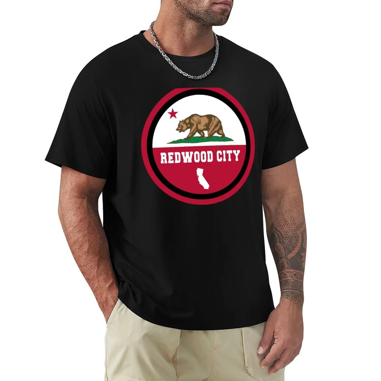 

Redwood City California State Flag T-Shirt animal prinfor boys kawaii clothes men t shirts high quality