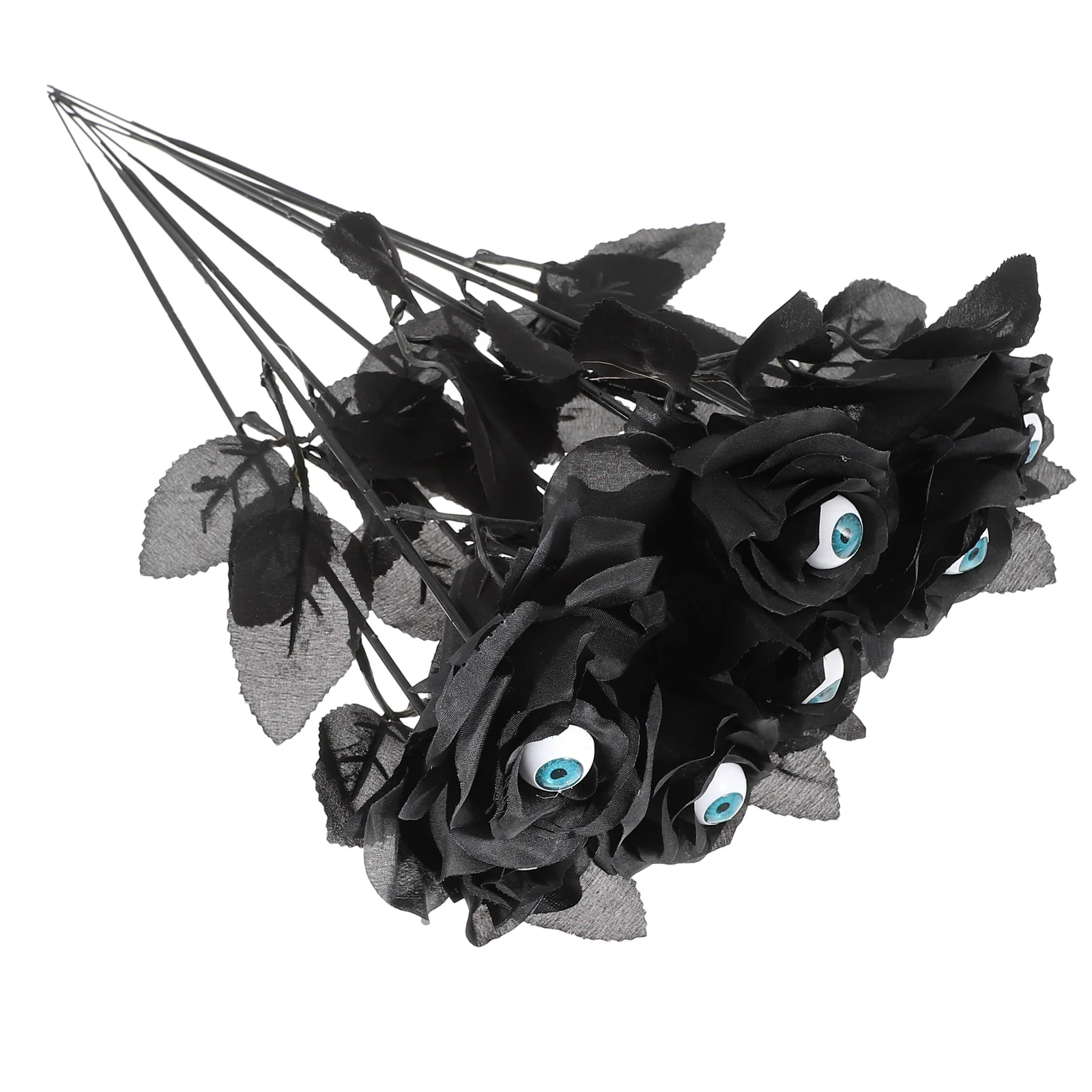 

8 PCS Artificial Rose Halloween Decoration Arrangements Polyester Bride Roses with Eyes Flowers Bulk