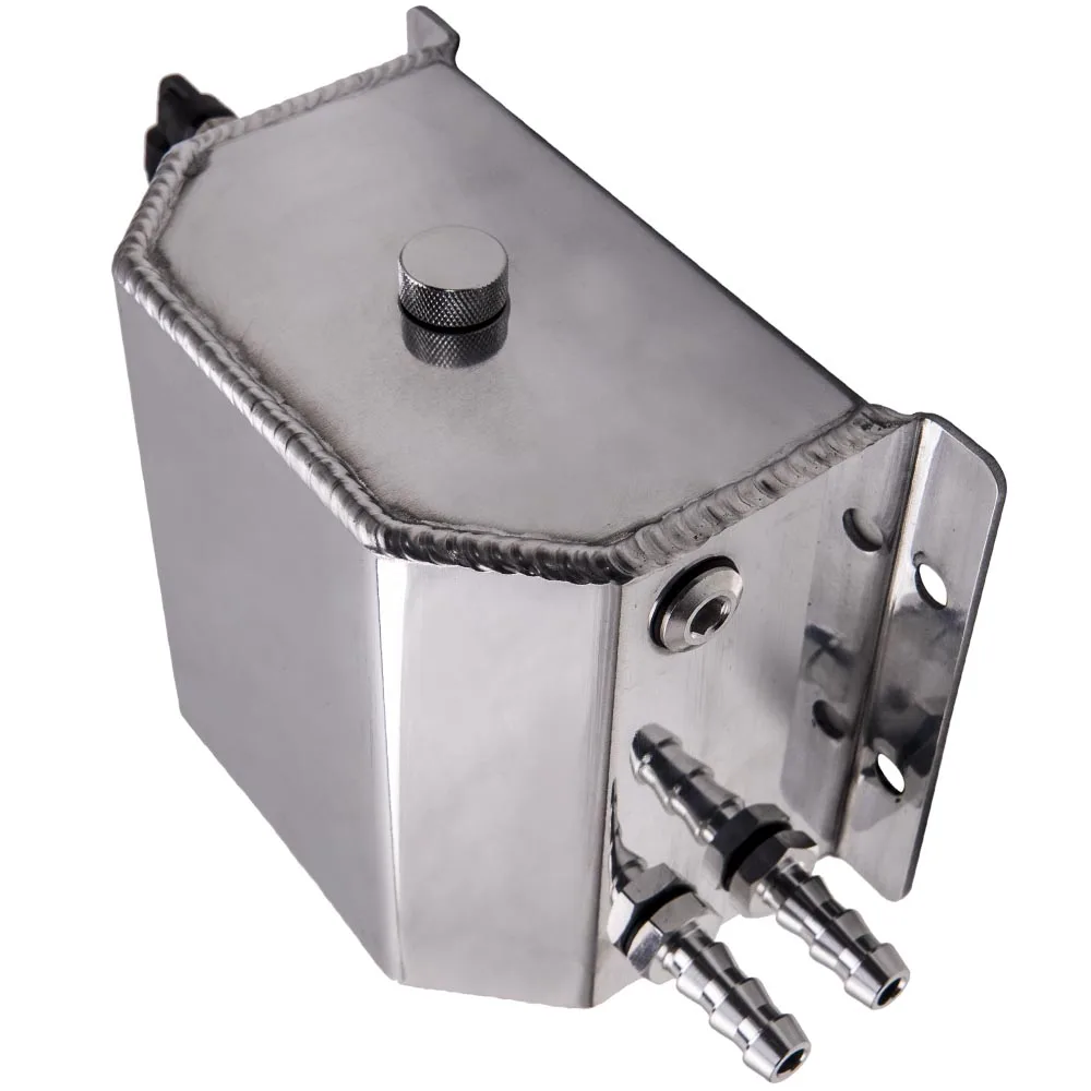 Universal 1L Aluminum Car Engine Oil Catch Can Reservoir Tank 1000ml Silver New