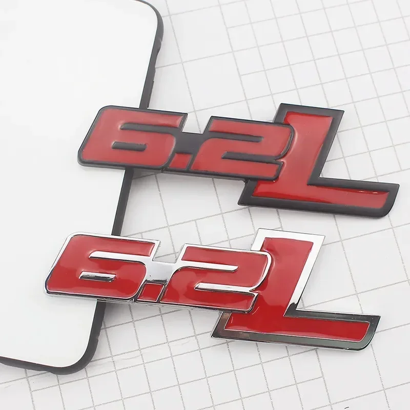 3D Metal 6.2L Logo Car Rear Boot Trunk Emblem Badge Sticker For Ford Raptor F150 Hummer H2 Chevrolet C7 Camaro Dodge Challenger