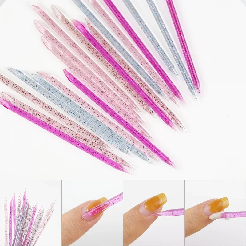 50 Pieces Reusable Double-head Crystal Cuticle Pusher Cuticle Removal Tool Orange Wood Nails Pedicure Care Drill Stick Tools